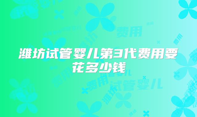 潍坊试管婴儿第3代费用要花多少钱