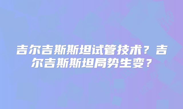 吉尔吉斯斯坦试管技术?吉尔吉斯斯坦局势生变?