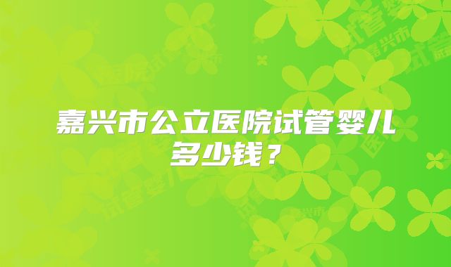 嘉兴市公立医院试管婴儿多少钱?