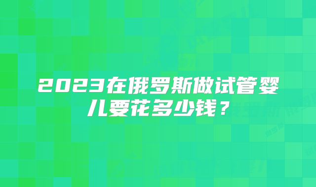 2023在俄罗斯做试管婴儿要花多少钱？