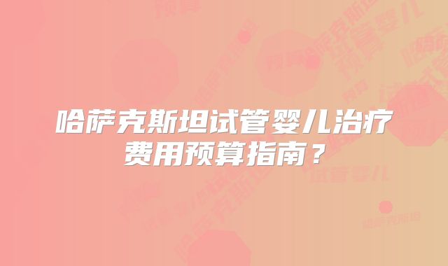 哈萨克斯坦试管婴儿治疗费用预算指南？