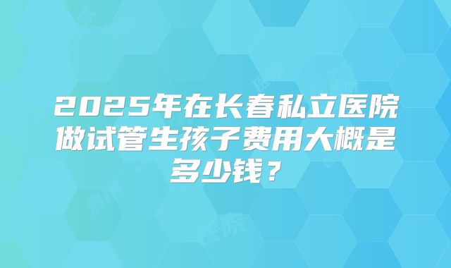2025年在长春私立医院做试管生孩子费用大概是多少钱?