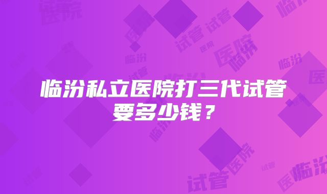 临汾私立医院打三代试管要多少钱？