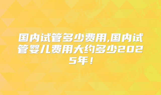 国内试管多少费用,国内试管婴儿费用大约多少2025年！