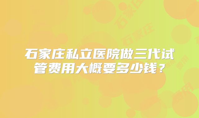石家庄私立医院做三代试管费用大概要多少钱?