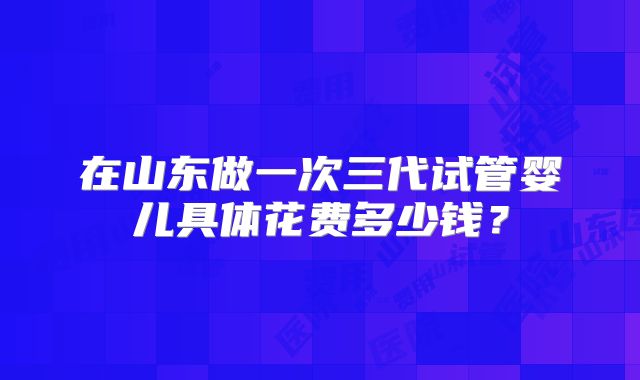 在山东做一次三代试管婴儿具体花费多少钱？