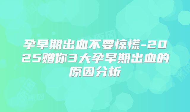 孕早期出血不要惊慌-2025赠你3大孕早期出血的原因分析