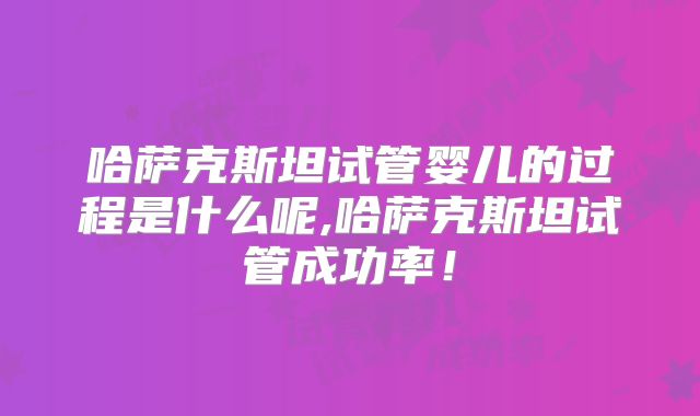 哈萨克斯坦试管婴儿的过程是什么呢,哈萨克斯坦试管成功率！
