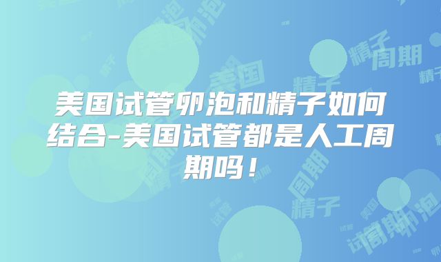 美国试管卵泡和精子如何结合-美国试管都是人工周期吗！