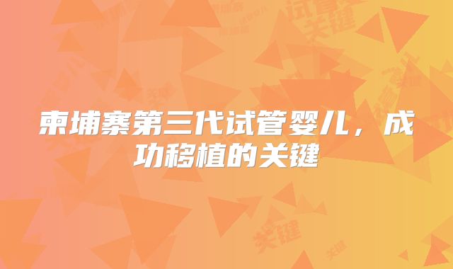 柬埔寨第三代试管婴儿，成功移植的关键