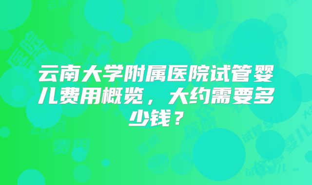 云南大学附属医院试管婴儿费用概览，大约需要多少钱？