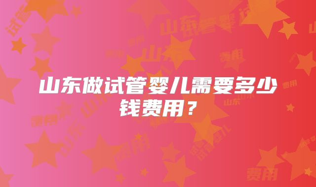 山东做试管婴儿需要多少钱费用?