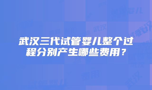 武汉三代试管婴儿整个过程分别产生哪些费用？