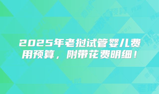 2025年老挝试管婴儿费用预算，附带花费明细！