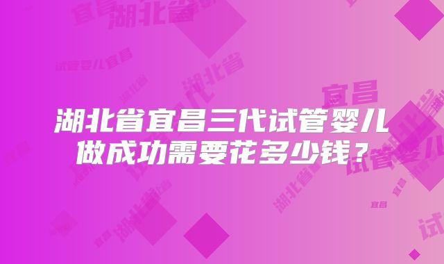湖北省宜昌三代试管婴儿做成功需要花多少钱？