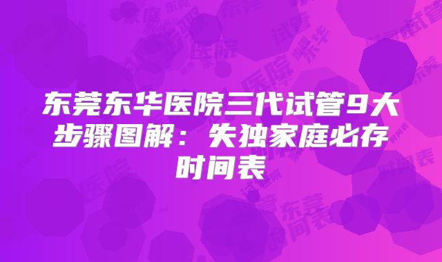 东莞东华医院三代试管9大步骤图解：失独家庭必存时间表