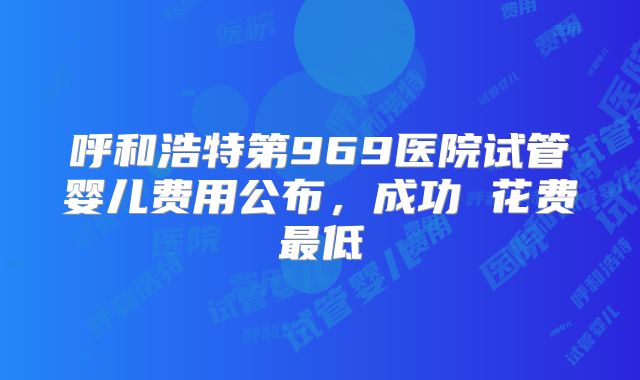 呼和浩特第969医院试管婴儿费用公布，成功 花费最低