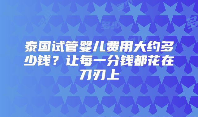 泰国试管婴儿费用大约多少钱？让每一分钱都花在刀刃上