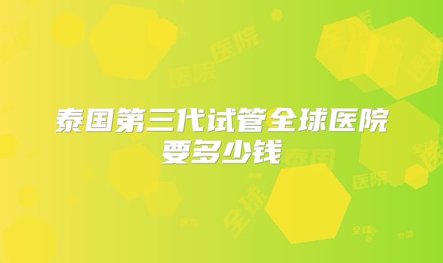 泰国第三代试管全球医院要多少钱