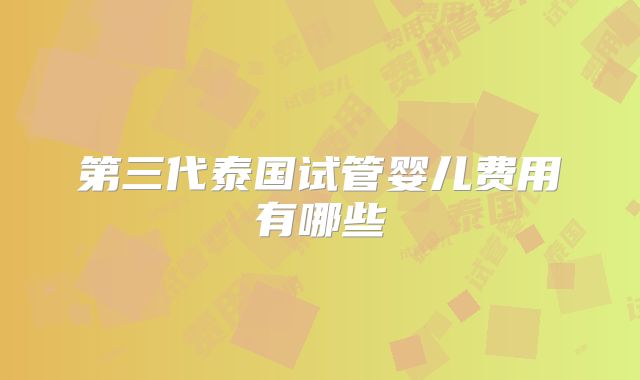 第三代泰国试管婴儿费用有哪些