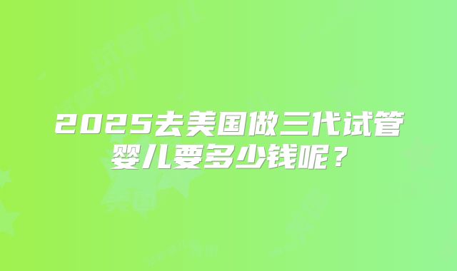 2025去美国做三代试管婴儿要多少钱呢？