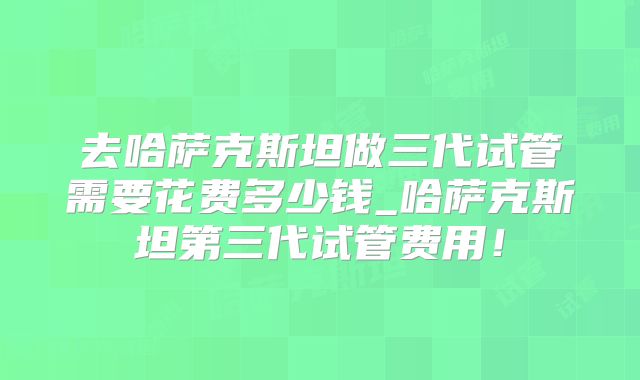 去哈萨克斯坦做三代试管需要花费多少钱_哈萨克斯坦第三代试管费用!