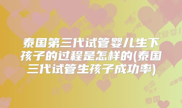泰国第三代试管婴儿生下孩子的过程是怎样的(泰国三代试管生孩子成功率)