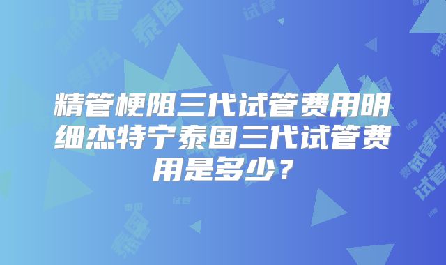 精管梗阻三代试管费用明细杰特宁泰国三代试管费用是多少？