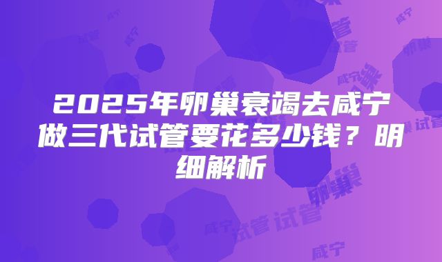 2025年卵巢衰竭去咸宁做三代试管要花多少钱?明细解析