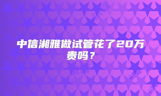 中信湘雅做试管花了20万贵吗？