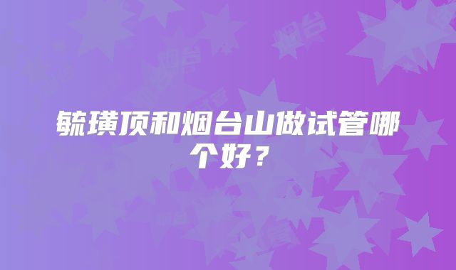 毓璜顶和烟台山做试管哪个好?
