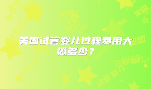 美国试管婴儿过程费用大概多少？