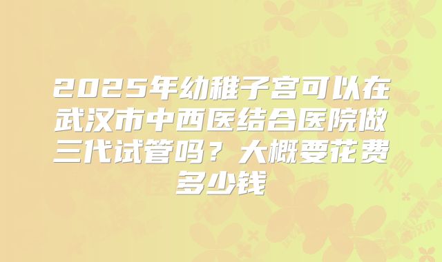 2025年幼稚子宫可以在武汉市中西医结合医院做三代试管吗？大概要花费多少钱