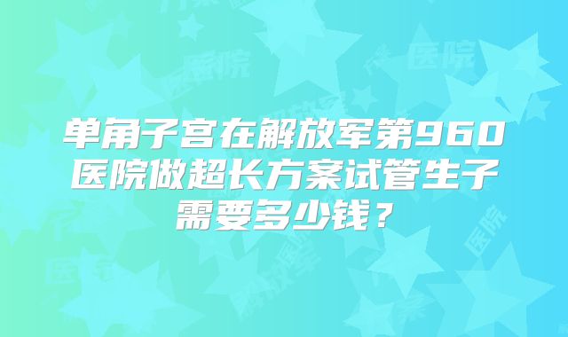 单角子宫在解放军第960医院做超长方案试管生子需要多少钱？