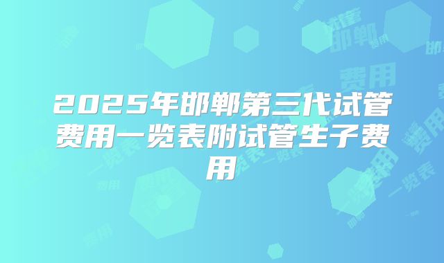 2025年邯郸第三代试管费用一览表附试管生子费用