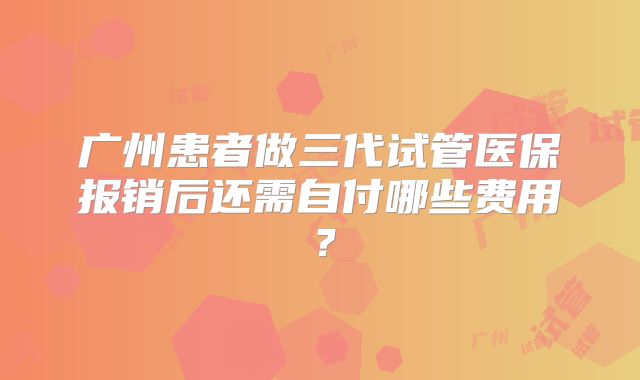广州患者做三代试管医保报销后还需自付哪些费用？