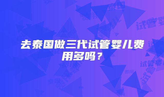 去泰国做三代试管婴儿费用多吗？