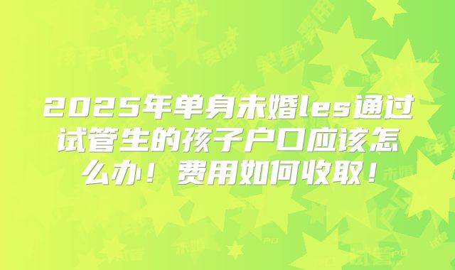 2025年单身未婚les通过试管生的孩子户口应该怎么办！费用如何收取！