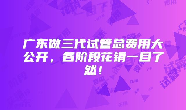 广东做三代试管总费用大公开,各阶段花销一目了然!