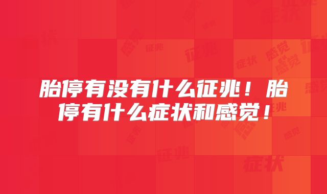 胎停有没有什么征兆！胎停有什么症状和感觉！