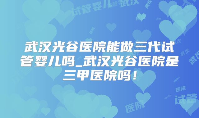 武汉光谷医院能做三代试管婴儿吗_武汉光谷医院是三甲医院吗!