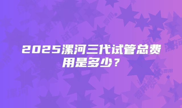 2025漯河三代试管总费用是多少？