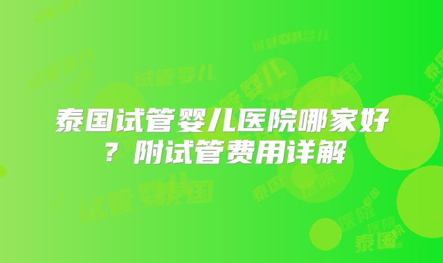 泰国试管婴儿医院哪家好？附试管费用详解