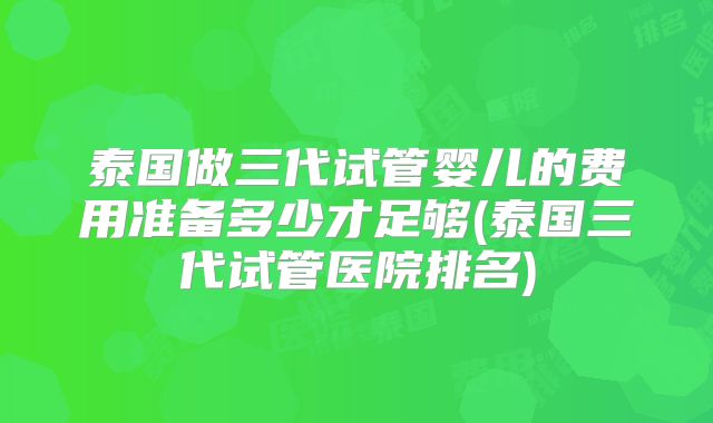 泰国做三代试管婴儿的费用准备多少才足够(泰国三代试管医院排名)