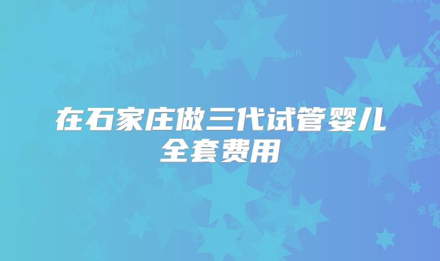 在石家庄做三代试管婴儿全套费用