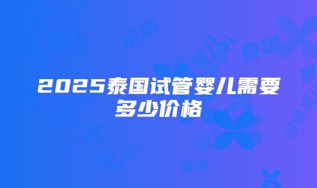 2025泰国试管婴儿需要多少价格