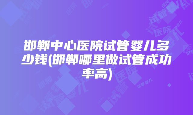 邯郸中心医院试管婴儿多少钱(邯郸哪里做试管成功率高)
