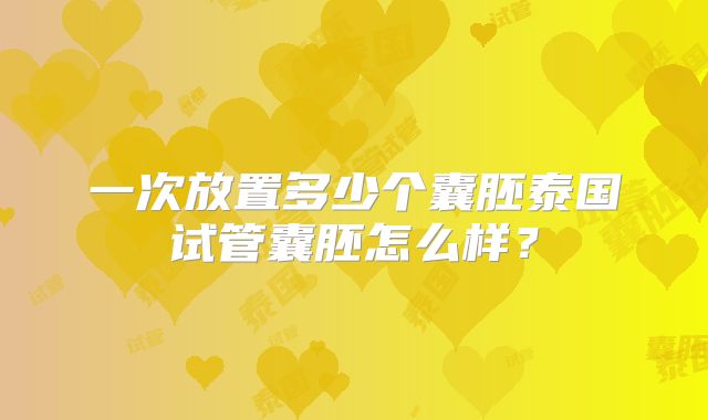 一次放置多少个囊胚泰国试管囊胚怎么样？