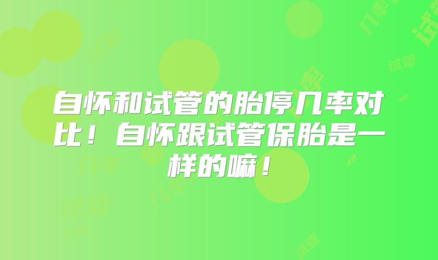 自怀和试管的胎停几率对比！自怀跟试管保胎是一样的嘛！