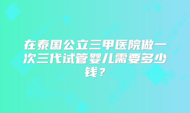 在泰国公立三甲医院做一次三代试管婴儿需要多少钱？